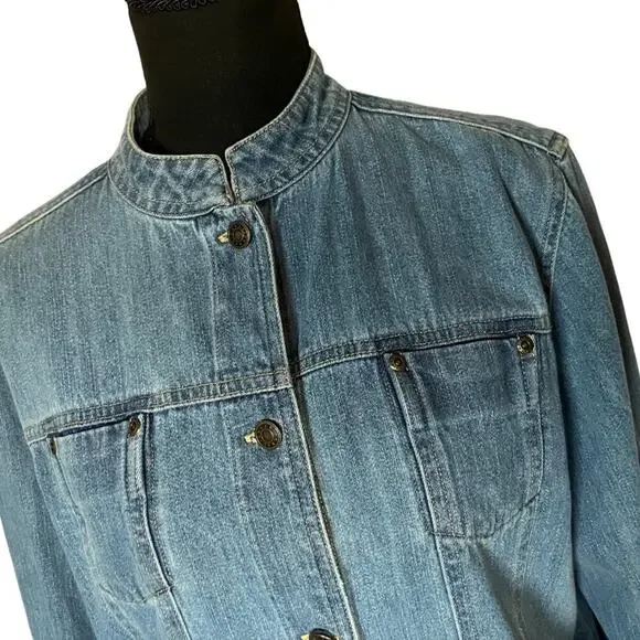 Crazy Horse (LP) Denim Jacket Clean Lines Women's Petite Large - Picture 11 of 15